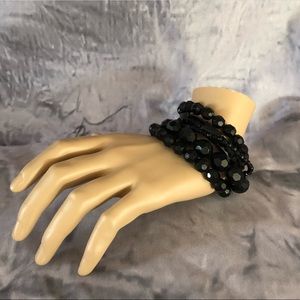 Black bead bracelet- set of 5